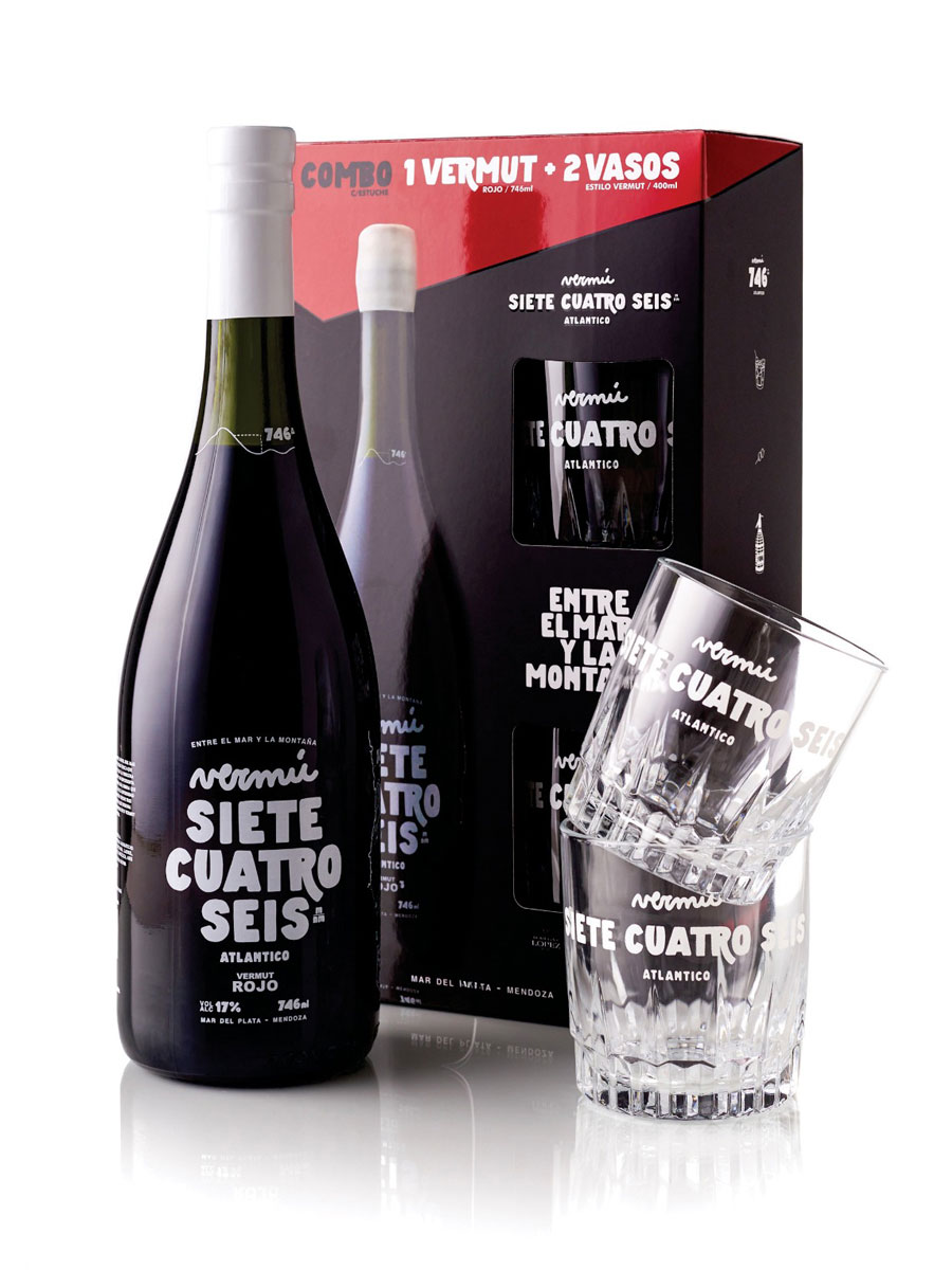 Combo Vermú 746 + 2 vasos vermut clásico 400 ml.